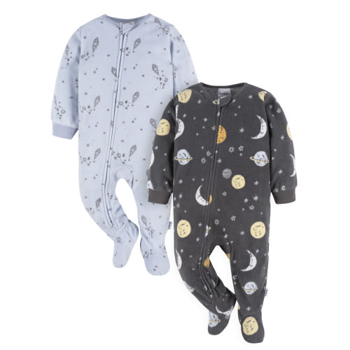 Gerber Baby and Toddler Neutral Microfleece Blanket Sleeper Pajamas, 2-Pack, Sizes 0/3 Months -5T