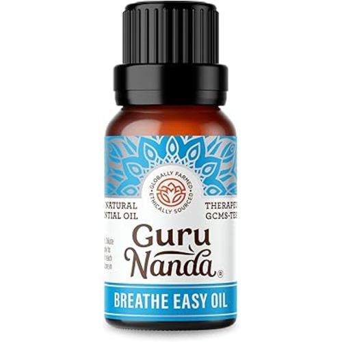 GuruNanda Breathe Easy Essential Oil, Blend of 100% Natural & Pure Essential Oils, Aromatherapy Blend for Helps in Promoting Nasal Breathing (0.5 Fl Oz)