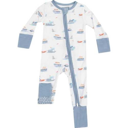 2 Way Zipper Romper, Bubbly Tugboats - Angel Dear | Maisonette
