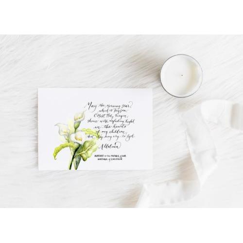 Mama Akathist, A Motherhood Prayer from the Akathist to the Mother of God, Orthodox Christian, Calligraphy, Handlettering, Calla Lily