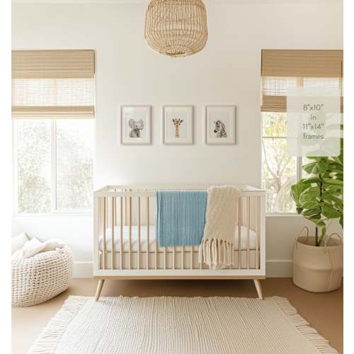 Baby Safari Animals Set of 3 Nursery Art Prints - Classic · 8x10 Shipped Print (unframed) (3) - Baby Safari Animals Set of 3 Nursery Art Prints – Animal Nursery Wall Art – The Crown Prints