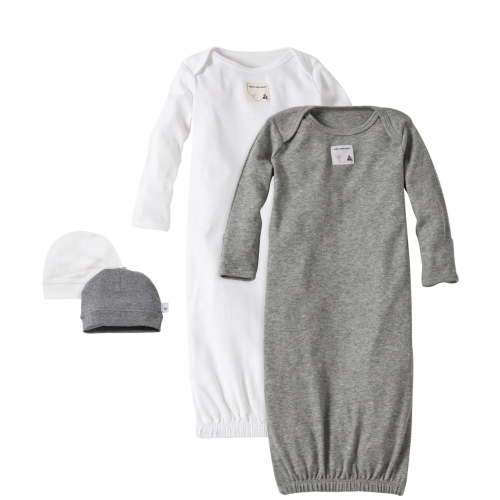 Burt's Bees Baby Organic Cotton Baby Newborn Essentials Jumpsuit & Top Knot Hat, 4-Piece Gift Set, Sizes Peemie-6/9 Months