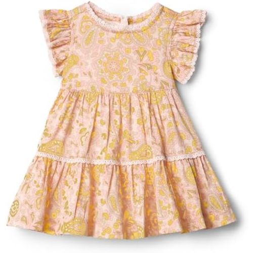 Amazon Essentials x Sofia Grainge Toddlers and Baby Girls' Woven Ruffle Sleeve Dress