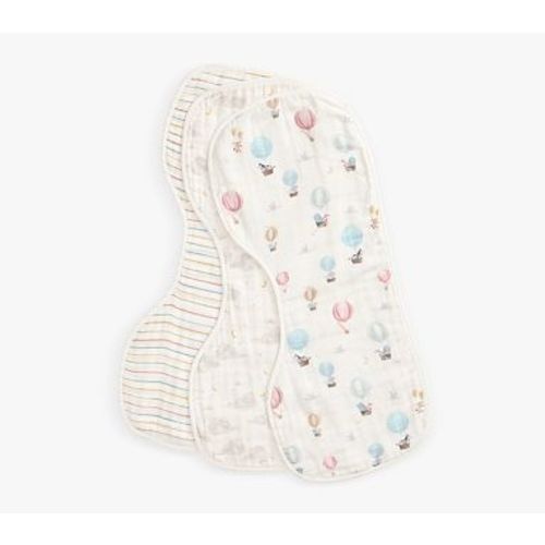 Organic Hot Air Balloon Muslin Burp Set Of 3 , Multi