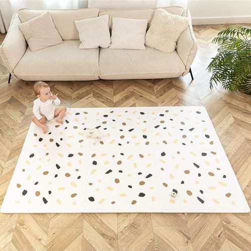 Hakuna Matte Stylish Baby Play Mat 72x48 Inches - 6 XXL Foam Floor Tiles with Confetti Design - 20% Thicker Puzzle Mat for Crawling, Tummy Time, Playpen - Non-Toxic, Odorless Playmat for Babies