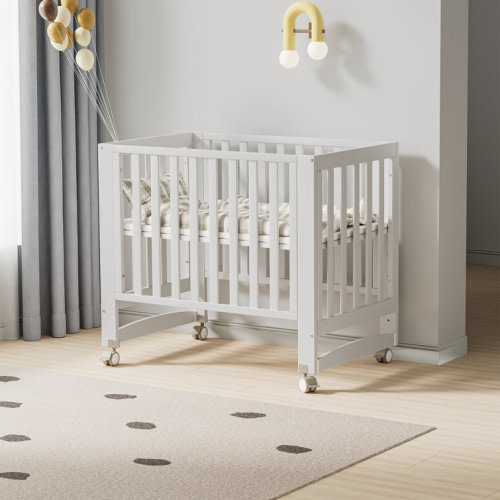6-in-1 Portable Convertible Cradle To Mini Crib With Removable Wheels And Mattress