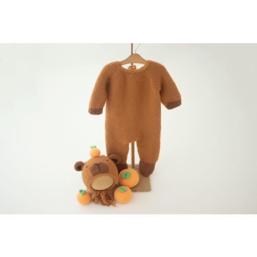 Newborn Capybara Romper Set, Newborn knitted footed Romper,Capybara Animal Romper, Cute Kapybara Photography Outfit,Newborn Photography Prop