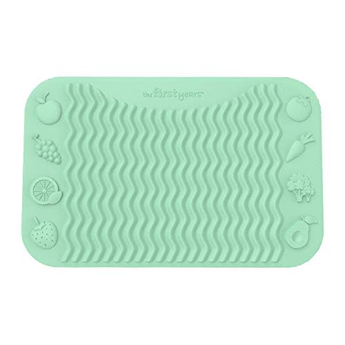 The First Years SenseAbles Finger Foods Placemat – Silicone Feeding Mat for Baby High Chairs or Table - Dishwasher Safe – Mint