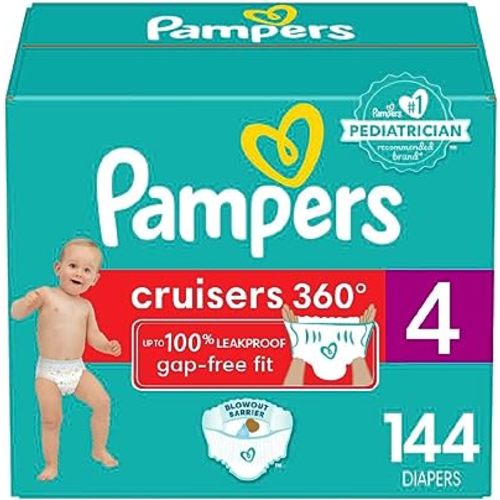 Pampers Diapers - Cruisers 360 - Size 4, 144 Count, Babyproof up to 100% Leakproof Pull-On Diaper