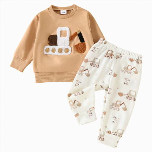 HCNTES Winter Newborn Baby Boy Girl Clothes Set Outfits Unisex Infant Long Sleeve Tops Pants 2PCS boys 9 12 month clothes(Yellow,3-6 Months)