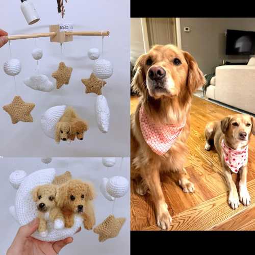 Custom Dog Baby Mobile, Personalized Baby Nursery Crochet, Crochet Baby Mobile, Crib Dog Mobile, Newborn New Mom Gift, Baby Christmas Gift
