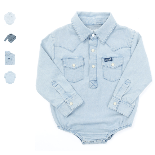 Wrangler Infant Boys' Long Sleeve Collared Onesie | Boot Barn