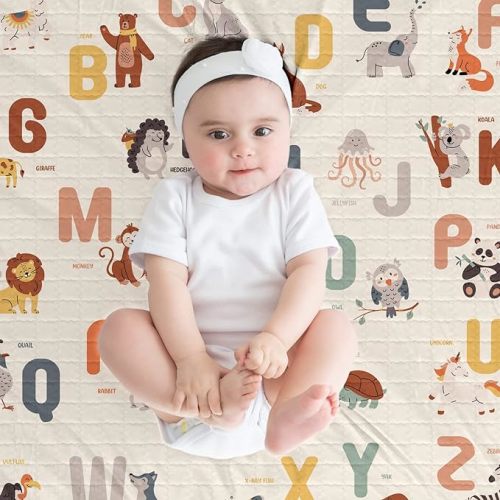 Woodland Animal Baby Play Mat Washable Splat Mat Anti Slip Baby Crawling Mat Portable Foldable Playmat for Toddlers Infants Indoor Outdoor Activities