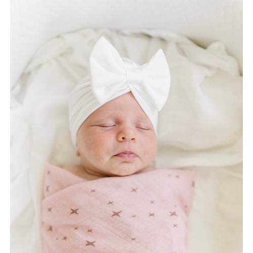 Baby Girl Off White Bow Turban, white bow hat, white baby hat, baby turban, white baby turban, white baby bow hat, white newborn turban