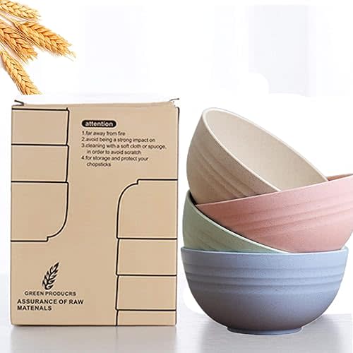 4 Wheats Straw Bowls Stylish Small Bowls Microwave Safe Bowls Set Strong and Unbreakable