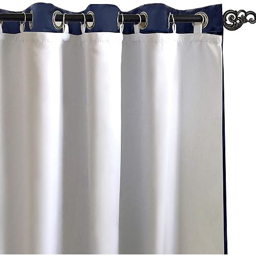 DriftAway Thermal Insulated 100 Percent Darkening Blackout Curtain Liner 2 Panels Each Liner Size 50 Inch by 80 Inch Rings Included Off White Panel