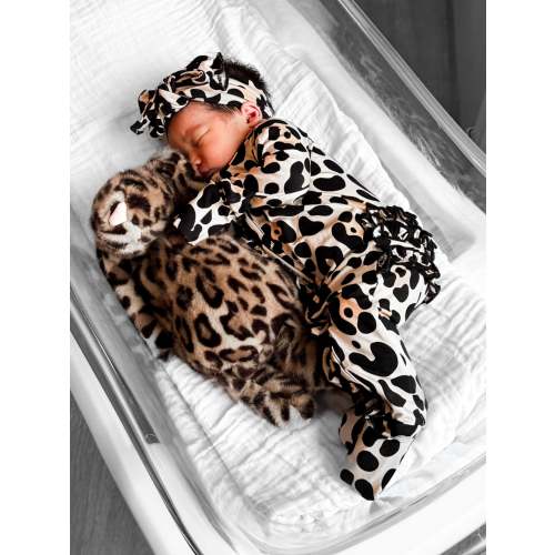 Ruffled Bamboo Zippy Sleeper in Ava (Leopard)