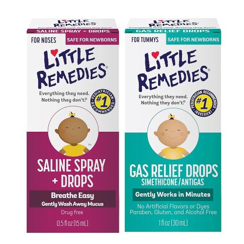 Little Remedies Stromach Gas and Nose Relief Pack (1-0.5 oz Saline Spray and Drops, 1-1 oz Gas Relief Berry Flavor Drops)