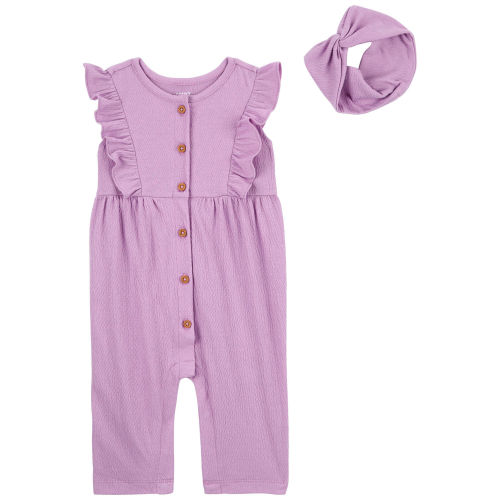 Baby 2-Piece Jumpsuit & Headwrap Set