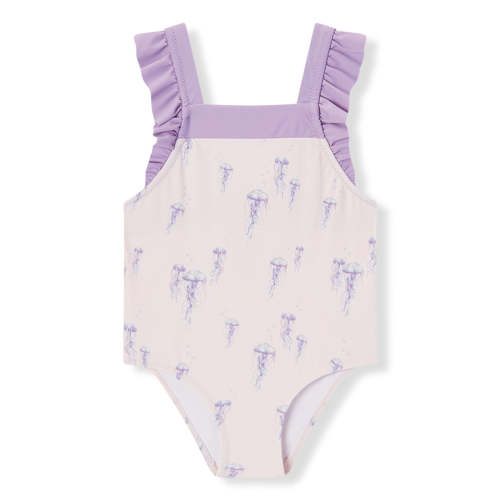 Sunset Jellyfish Ruffle Square Neck Swimsuit