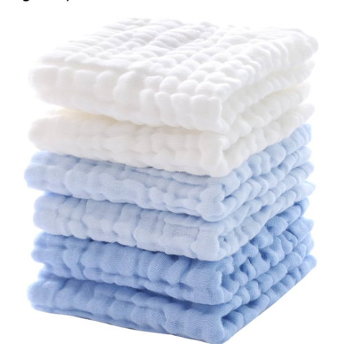 MUKIN Baby Washcloths - Soft Face Cloths for Newborn, Absorbent Bath Wipes, Burp Cloths or Towels, Baby Registry as Shower. Pack of 6-12x12 inches (Blue)