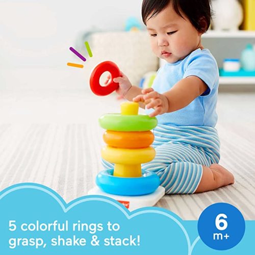 Fisher-Price Rock-a-Stack Baby Toy, Classic Roly-Poly Ring Stacking Toy for Infants and Toddlers​