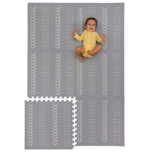 Childlike Behavior 72" X 48" Baby Crawling Play Mat With Interlocking Floor Tiles, X-large Rainbows