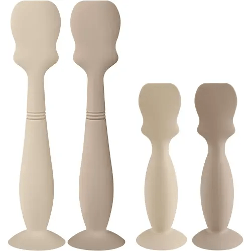 4 Pack Baby Diaper Cream Brush, Diaper Cream Spatula Applicator Silicone Baby Butt Paste Spatula for Babies, Newborn, 2 x Large Size, 2 x Small Size (2 x Natural, 2 x Sand)
