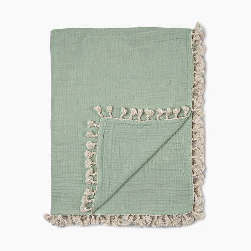 Crane Baby 6 Layer Muslin Blanket - Evergreen