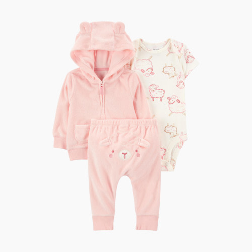 Carter's 3-Piece Sheep Little Jacket Set - Pink, 12 M