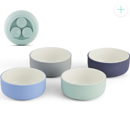 Porcelain Bowl with Silicone Suction Sleeves