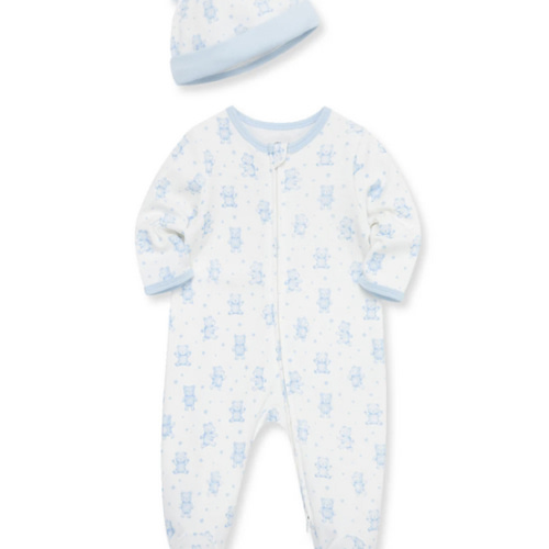 Happy Bear 2-Way-Zip Footie & Hat