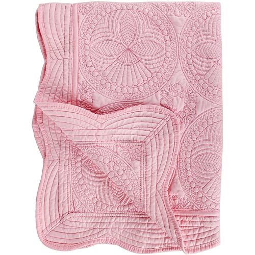 Toddlers and Baby Quilt Lightweight Blanket Embossed Cotton Quilt 4 Seasons Scalloped Newborn Baby Boy/Girl (Pink)