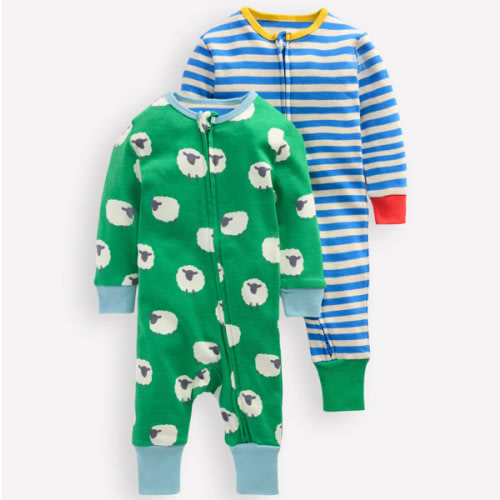Twin Pack Rompers-Sapling Green Sheep | Boden USA