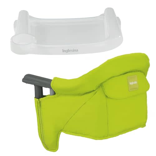 Inglesina Fast Table Chair - Lime + Fast Dining Tray - Portable Baby High Chair - for Babies & Toddlers up to 37 lbs - Fits Tables 0.8'' to 3.5'' Thick - Compact & Easy to Use - Travel Bag Included