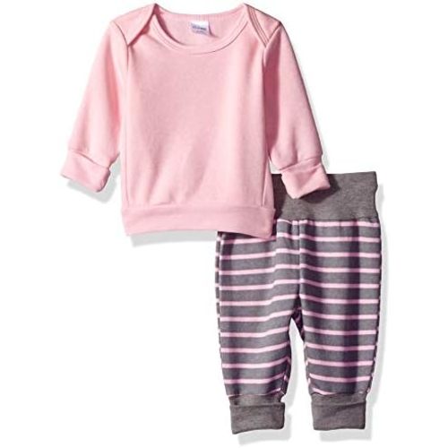 Hanes Baby Girls' Ultimate Baby Flexy Adjustable Fit Jogger with Sweatshirt Set