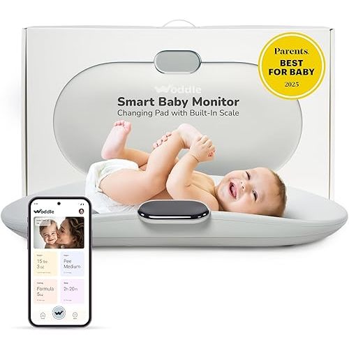 Woddle Multifunctional Smart Baby Changing Pad with Precision Scale for Critical Weight Monitoring + AI App, Noise Machine, Warmer, Night Light, Touchscreen Tracker, All-in-One