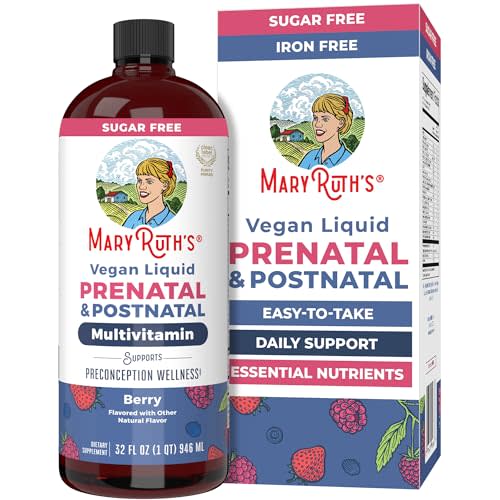 MaryRuth Organics Postnatal & Prenatal Vitamins for Women | Sugar Free | Womens Multivitamin for Pre-Conception, Pregnancy & Nursing | Ginger | Selenium | Folate | Vegan | Non-GMO | Gluten Free | 32oz