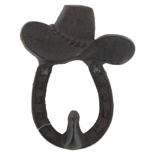 Cowboy Hat &amp; Horseshoe Metal Wall Hook