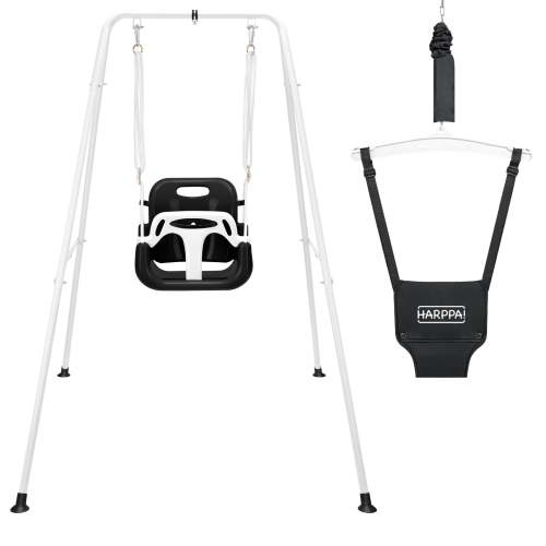 HARPPA 2-in-1 Toddler Swing Set and Baby Jumper for Outdoor Indoor Aged 1~5 Years, Black
