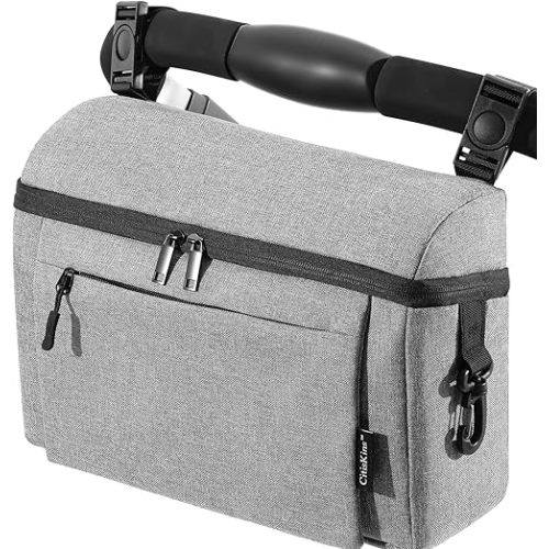 Universal Baby Stroller Organizer Large Space with Insulated Cup Holder Detachable Diaper Bag Adjustable Shoulder Strap Fits All Strollers (grey)
