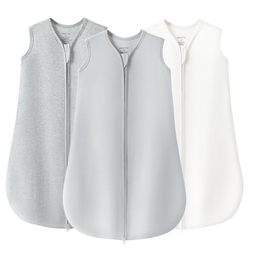 JELLYMONI Baby Sleep Sack 12-18 Months 100% Cotton Wearable Blanket, 0.5 TOG Soft Lightweight Toddler Sleeping Sack 3 Pack 2-Way Zipper Newborn Sleep Sacks