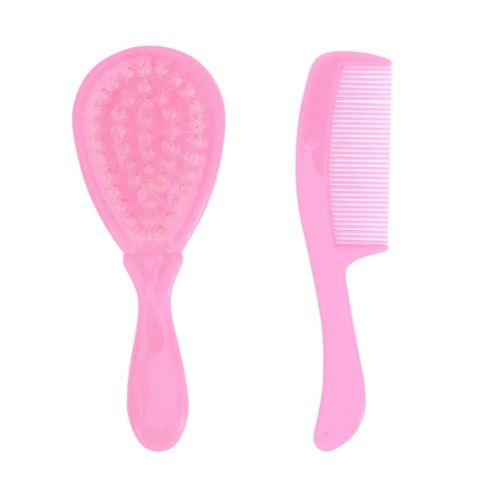 Brush & Comb Set for Boy Girl Anti-Static Massage Comb for Gentle Hair Care Pink Color Promotes Blood Circulation and Brain Development for Newborns and Toddlers