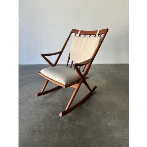 Danish Teak Rocking Chair and Ottoman by Benny Linden