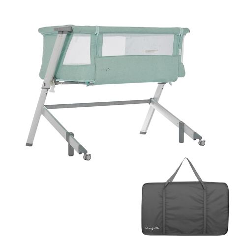 Dream On Me Skylar Bassinet and Bedside Sleeper in Mint, Lightweight and Portable Baby Bassinet, Five Position Adjustable Height, Easy to Fold and Carry Travel Bassinet, JPMA Certified