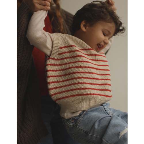 Harvey Kids Vest in Cream/Red