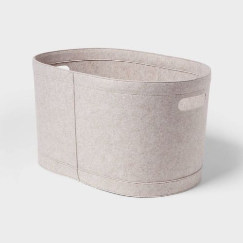 1.5bu Felt Laundry Basket Oatmeal - Brightroom™: Heavy Duty Clothes Basket With Handles, Polyester, 3570 Volume