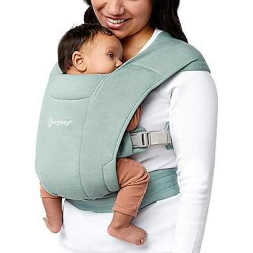 Ergobaby Embrace Cozy Newborn Essentials Baby Carrier Wrap (7-25 Pounds), Ponte Knit, Jade Green