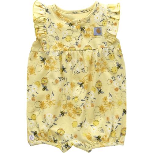 Carhartt Infant Girls Sleeveless Bee Print Romper, Pale Banana Yellow - CM9760-Y39