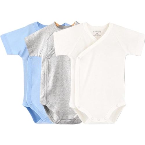 Baby Boys Girls Short Sleeves Kimono Clothes Cotton Baby Side-Snap Bodysuit Pack of Baby Layette Set